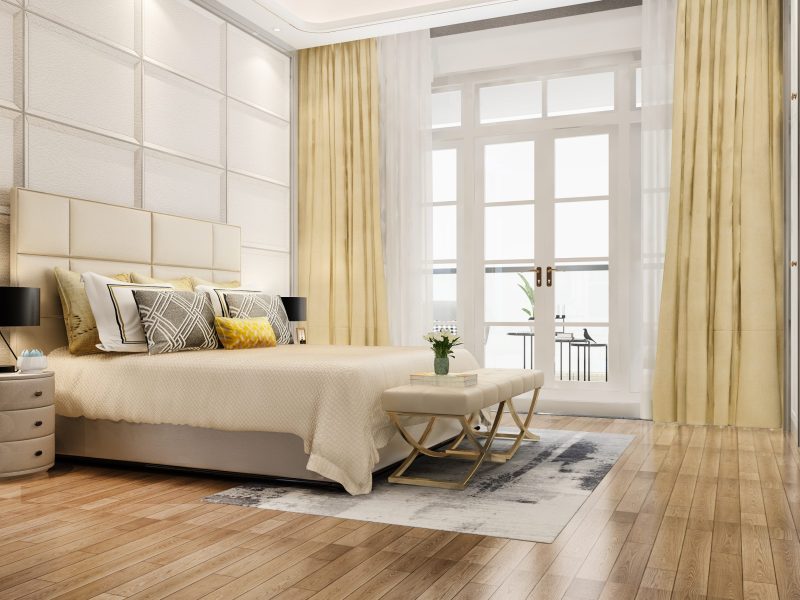 3d rendering beautiful luxury bedroom suite in hotel with tv